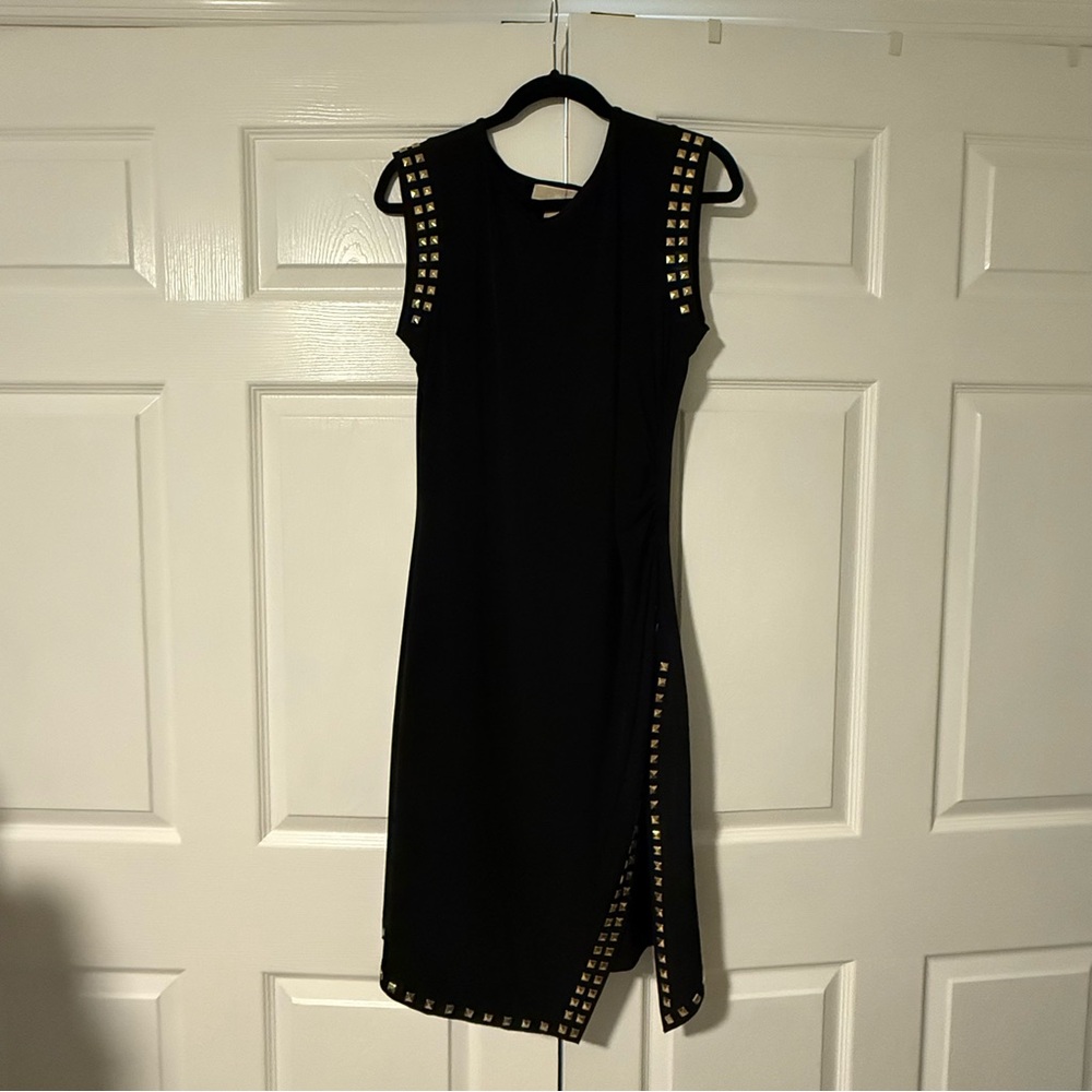 MICHAEL Michael Kors Black Sheath Midi Dress with Slit
